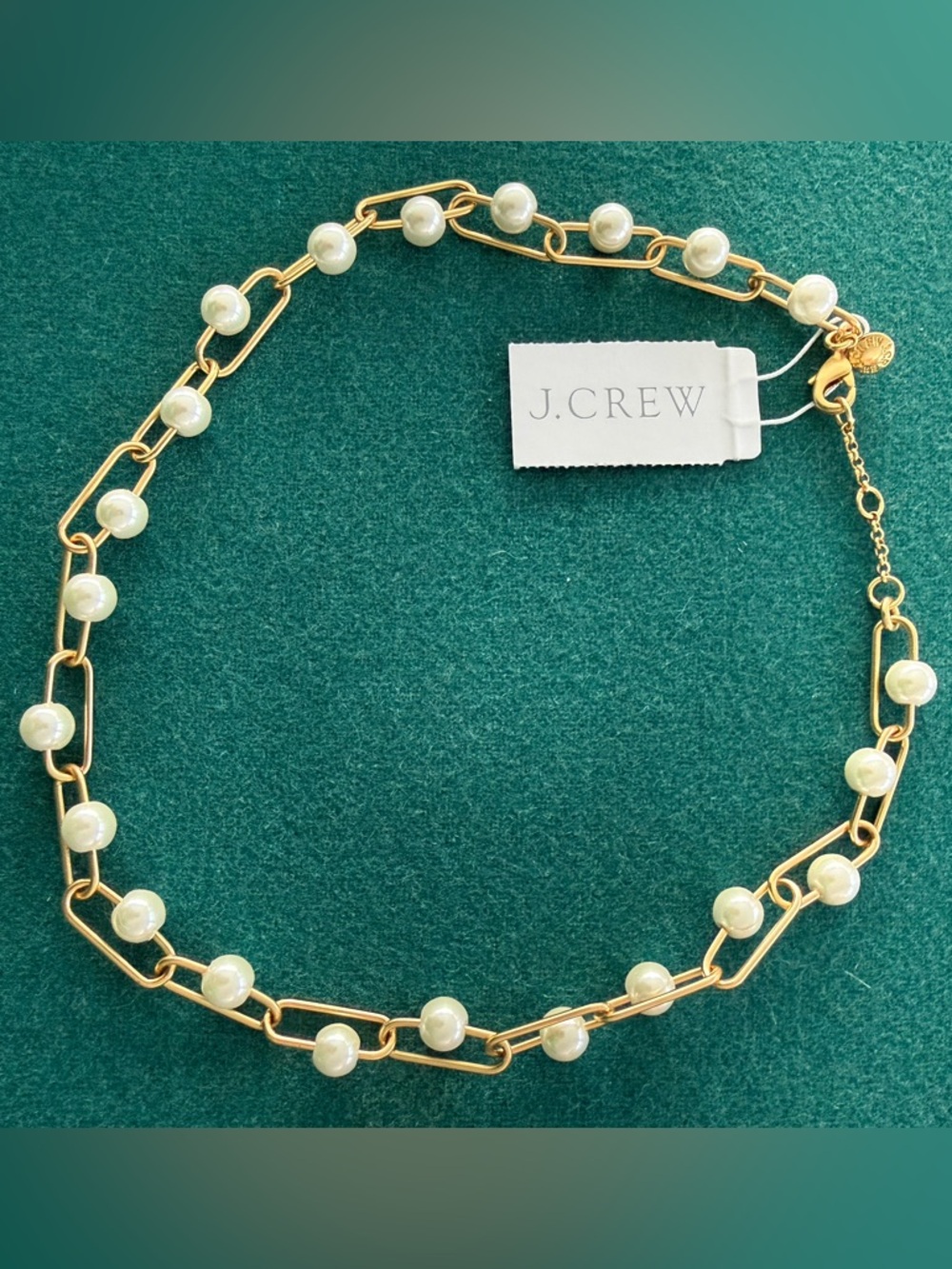 J. Crew Gold Chain Necklace with Cream Pearls